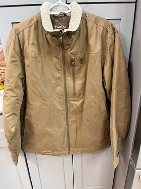 Ariat Tan Jacket with Cream Sherpa Collar  Size Medium